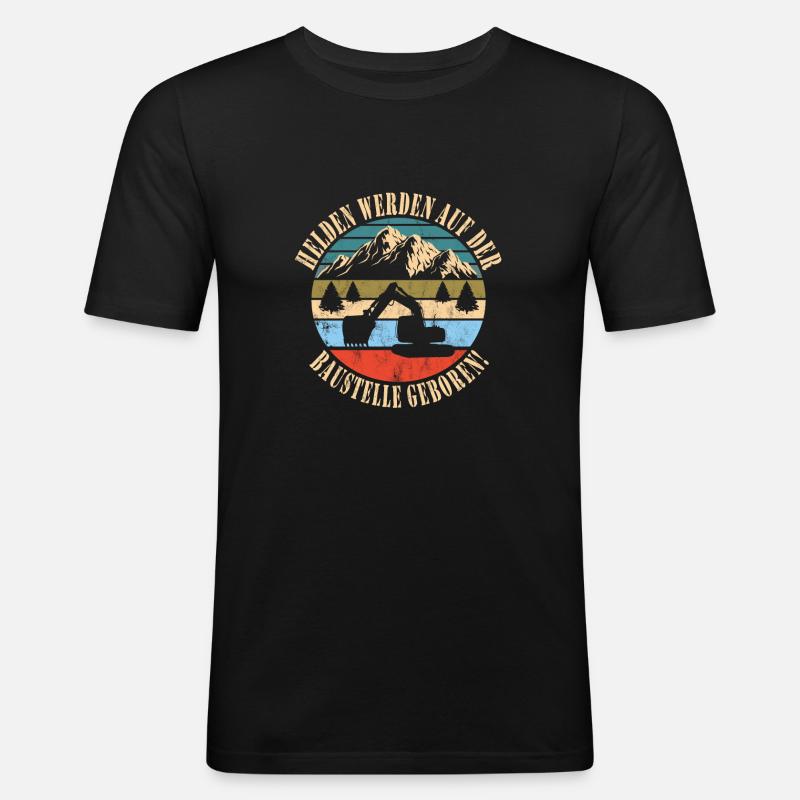 Baggerfahrer - Männer Slim Fit T-Shirt - Schwarz