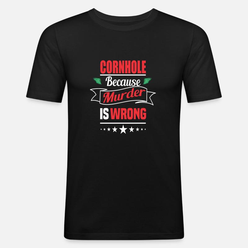Cornhole - Männer Slim Fit T-Shirt - Schwarz