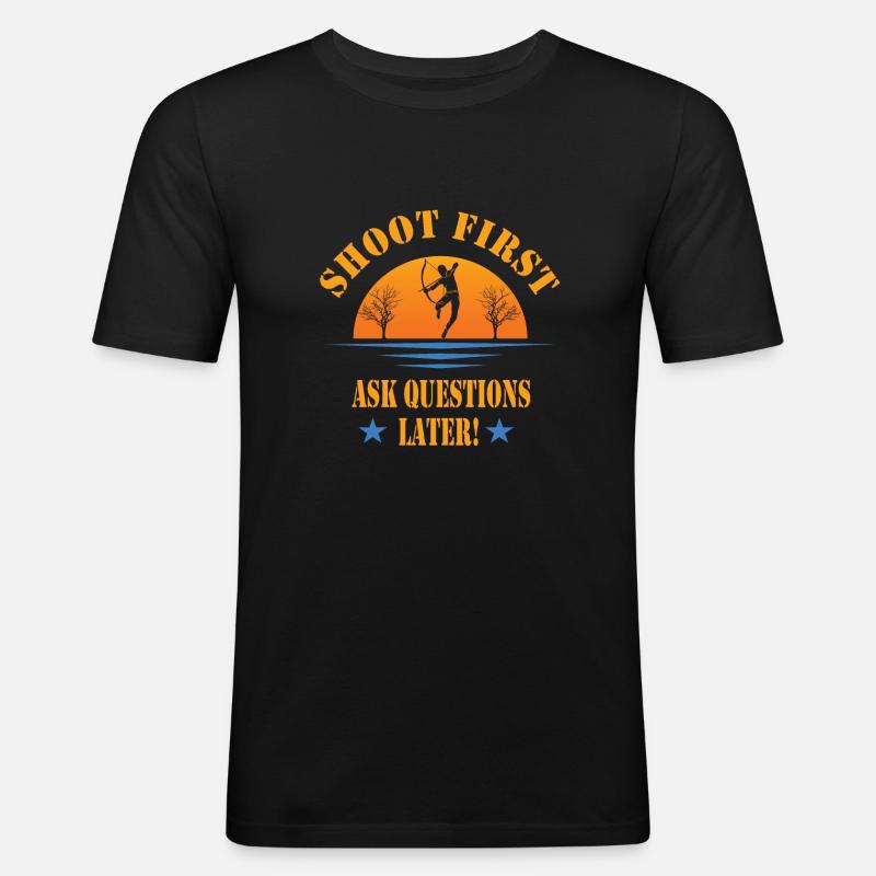 Bogen Jagd - Männer Slim Fit T-Shirt - Schwarz
