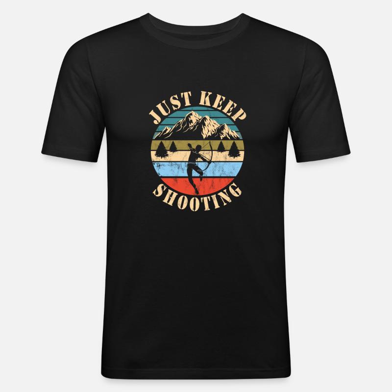 Bogen Jagd - Männer Slim Fit T-Shirt - Schwarz