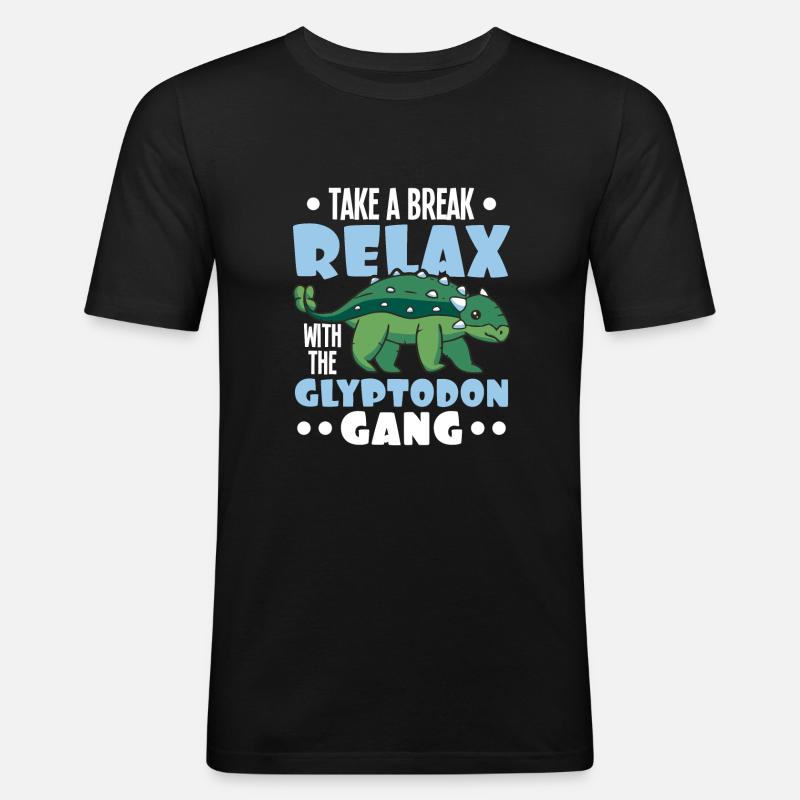 Dino - Männer Slim Fit T-Shirt - Schwarz