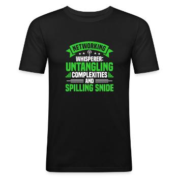 Network Engineer - Männer Slim Fit T-Shirt - Schwarz - Vorne - Nik (191cm)