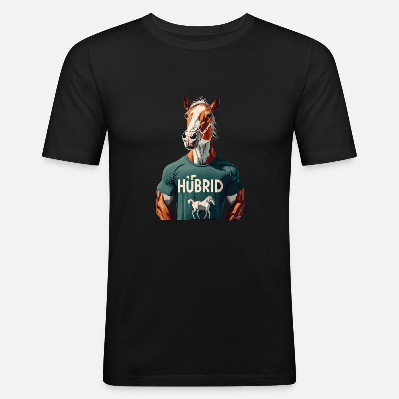 Reiten - Männer Slim Fit T-Shirt - Schwarz