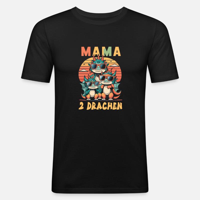 Mama - Männer Slim Fit T-Shirt - Schwarz