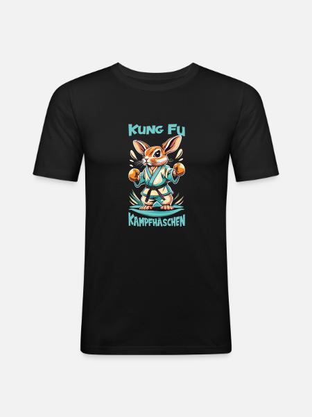 Kung Fu - Männer Slim Fit T-Shirt - Schwarz