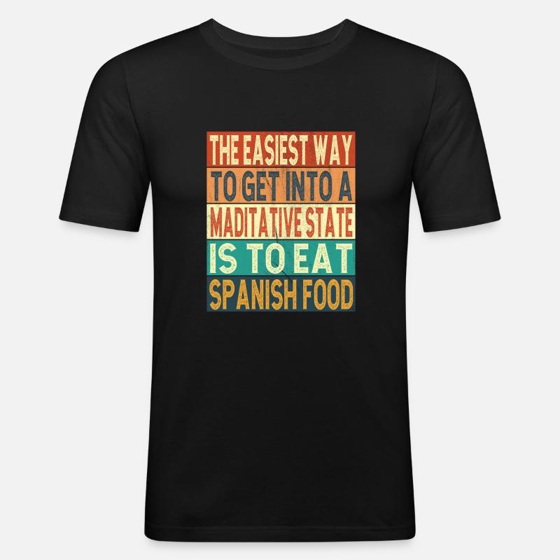 Spanisches Essen - Männer Slim Fit T-Shirt - Schwarz