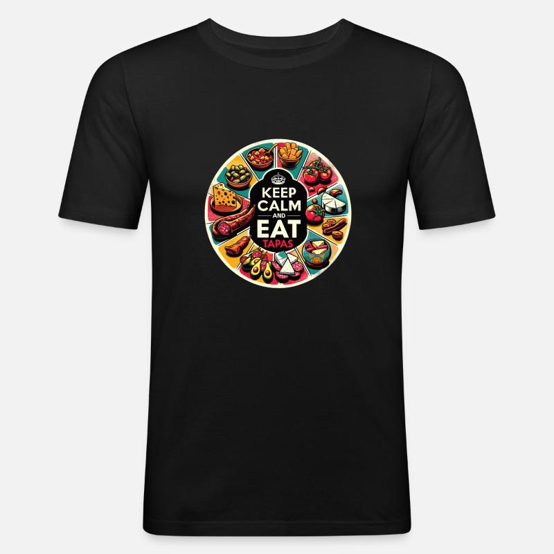 Spanisches Essen - Männer Slim Fit T-Shirt - Schwarz