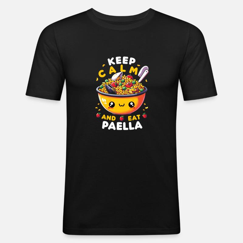 Spanisches Essen - Männer Slim Fit T-Shirt - Schwarz