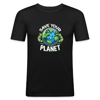 Environmental protection - Men's Slim Fit T-Shirt - black - Front - Nik (191cm)