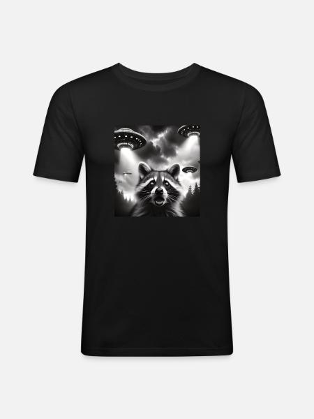 Raton laveur - T-shirt près du corps Homme - noir