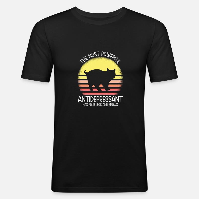 Katze - Männer Slim Fit T-Shirt - Schwarz