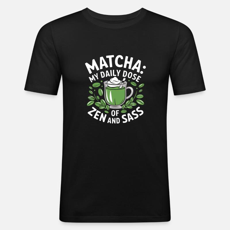 Matcha - Männer Slim Fit T-Shirt - Schwarz