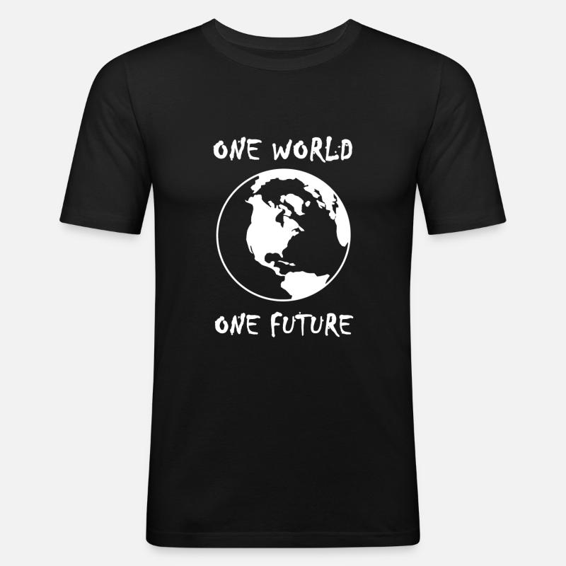 one world one future - Männer Slim Fit T-Shirt - Schwarz