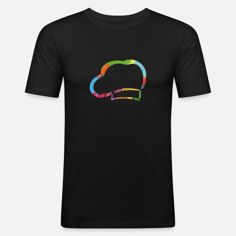 Bunte Bäckermütze - Männer Slim Fit T-Shirt - Schwarz