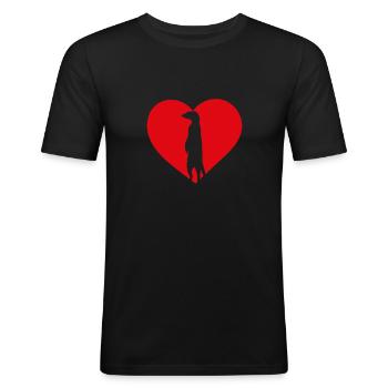 Erdmännchen Lieben Rotes Herz - Männer Slim Fit T-Shirt - Schwarz - Vorne - Nik (191cm)