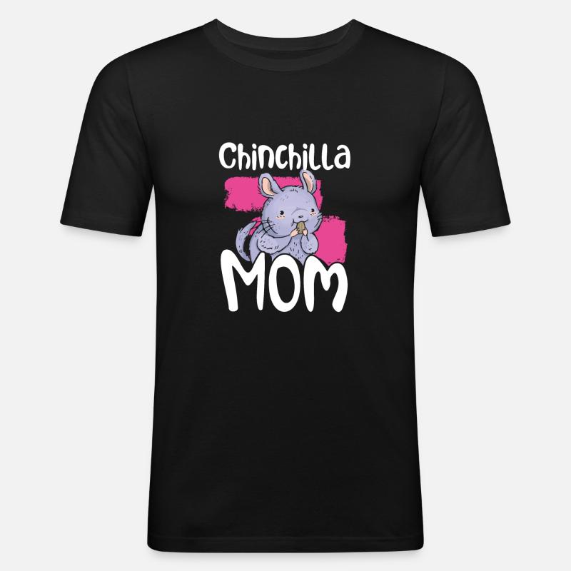 Chinchilla Mutter - Männer Slim Fit T-Shirt - Schwarz