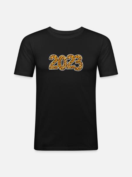 Léopard Nouvel An 2023 - T-shirt près du corps Homme - noir