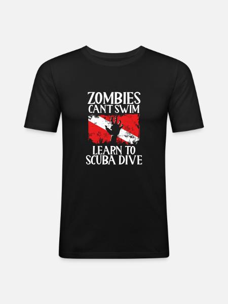 Zombies cannot learn to swim, - Men's Slim Fit T-Shirt - black