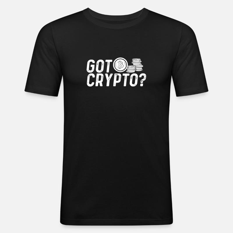 Habt ihr Bitcoin Oder Krypto - Männer Slim Fit T-Shirt - Schwarz