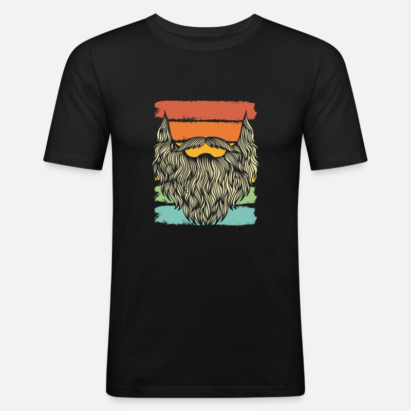 Bart Mit Bunter Optik - Männer Slim Fit T-Shirt - Schwarz