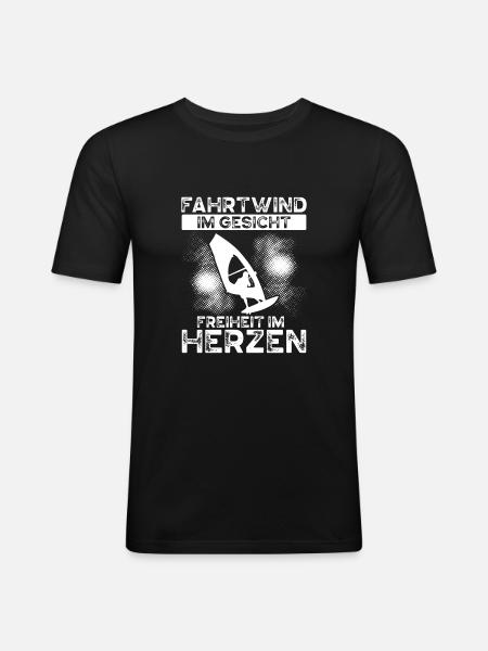 Luftstrom Im Gesicht - Männer Slim Fit T-Shirt - Schwarz