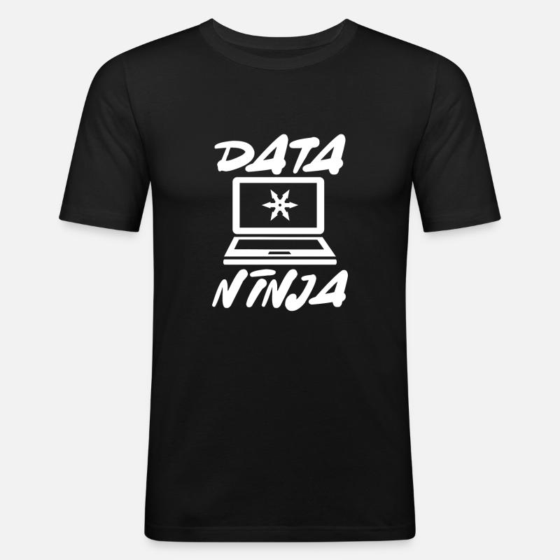 Daten ninja Stern - Männer Slim Fit T-Shirt - Schwarz