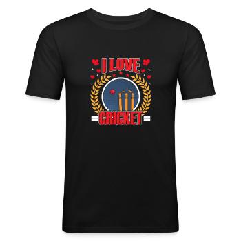 J’adore le cricket - T-shirt près du corps Homme - noir - Devant - Nik (191cm)