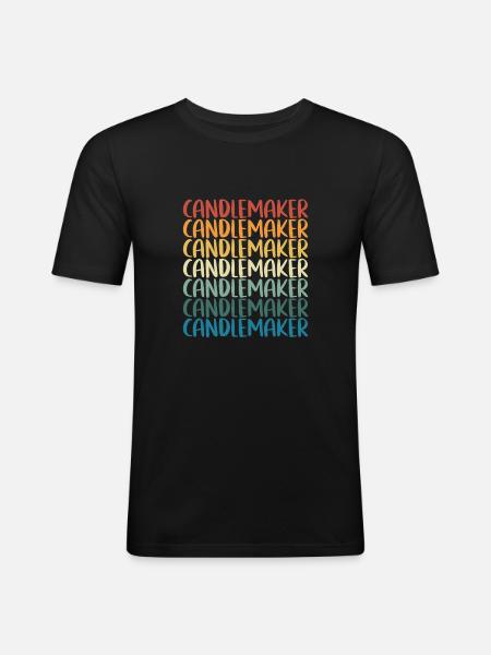 Bunte Kerzenherstellung retro - Männer Slim Fit T-Shirt - Schwarz