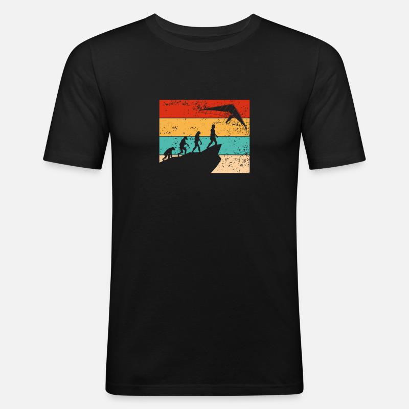 Retro drachenflug evolution - Männer Slim Fit T-Shirt - Schwarz
