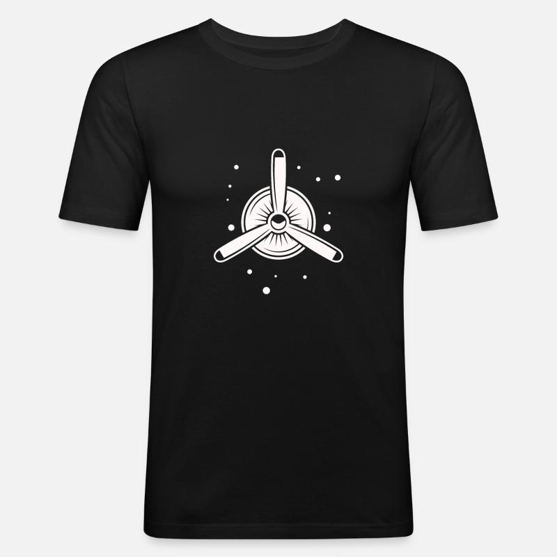 Flugzeug - Propeller - Turbine - Männer Slim Fit T-Shirt - Schwarz