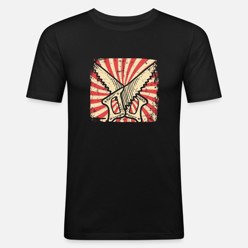 Säge - Männer Slim Fit T-Shirt - Schwarz
