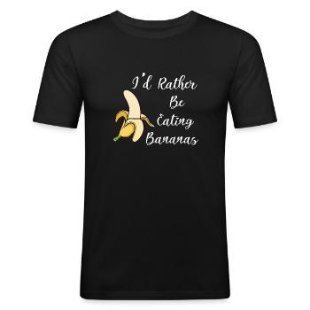 Manger des bananes Ironique Amoureux des - T-shirt près du corps Homme - noir - Devant - Nik (191cm)