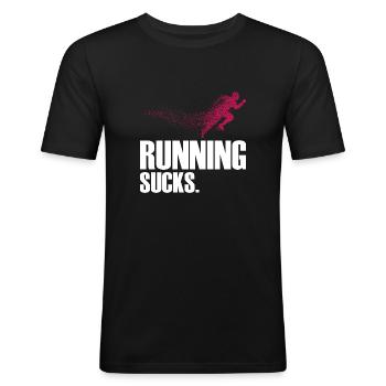 Running Sucks - Men's Slim Fit T-Shirt - black - Front - Nik (191cm)