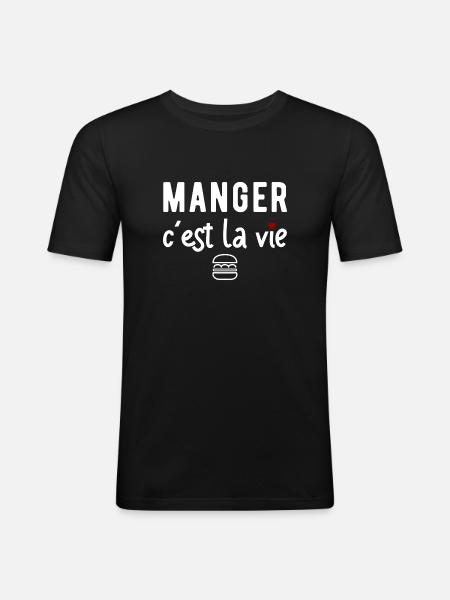 Manger cadeau humour - T-shirt près du corps Homme - noir