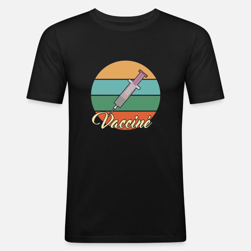 Geimpft - Männer Slim Fit T-Shirt - Schwarz