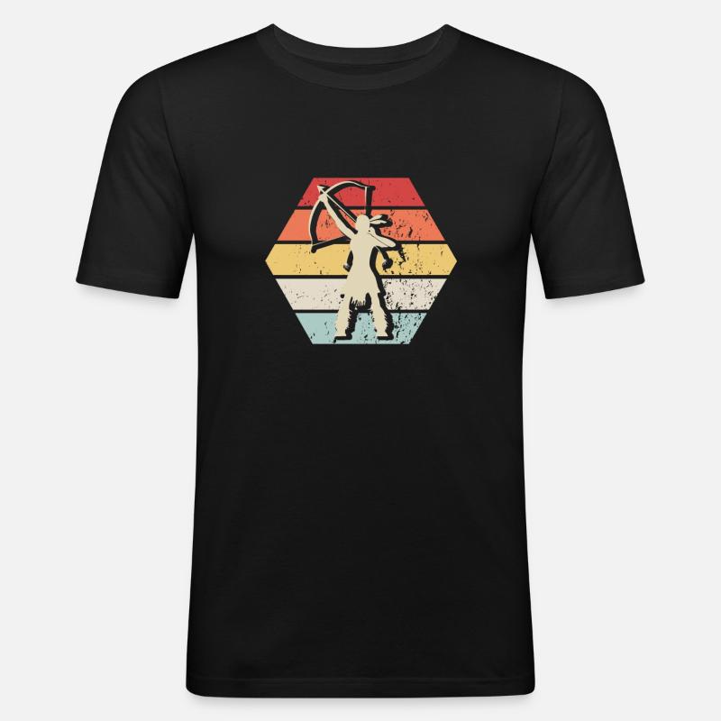 Indianer Geschenkidee - Männer Slim Fit T-Shirt - Schwarz