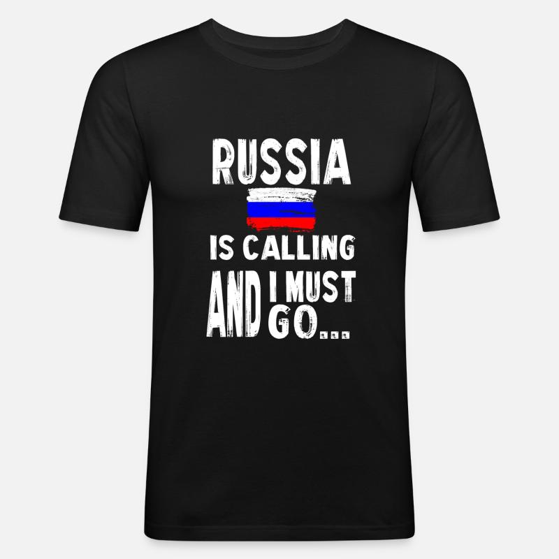 Russie drapeau Moscou - T-shirt près du corps Homme - noir