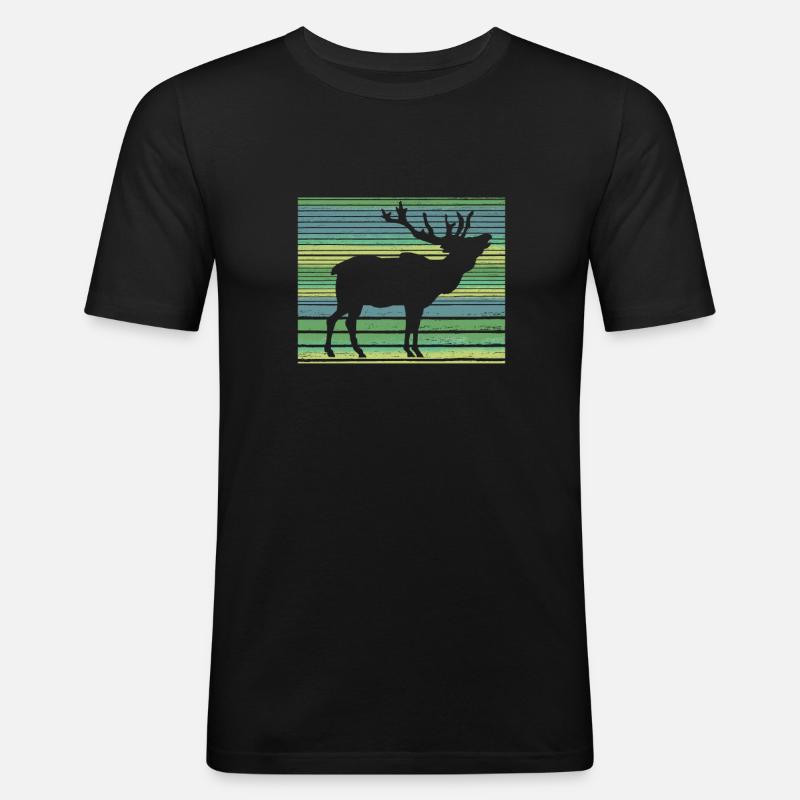 Moose Deer Retro - Men's Slim Fit T-Shirt - black