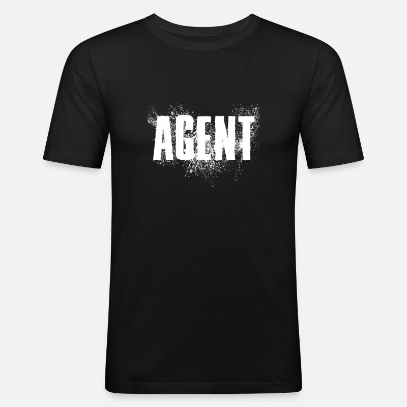 Agent - Männer Slim Fit T-Shirt - Schwarz