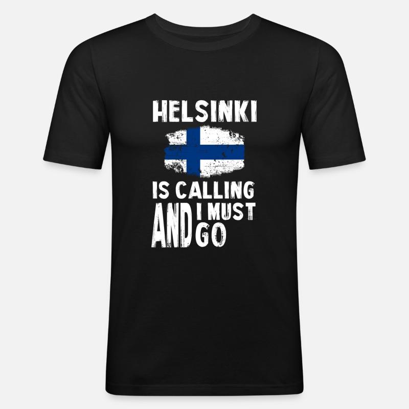 Helsinki - Männer Slim Fit T-Shirt - Schwarz