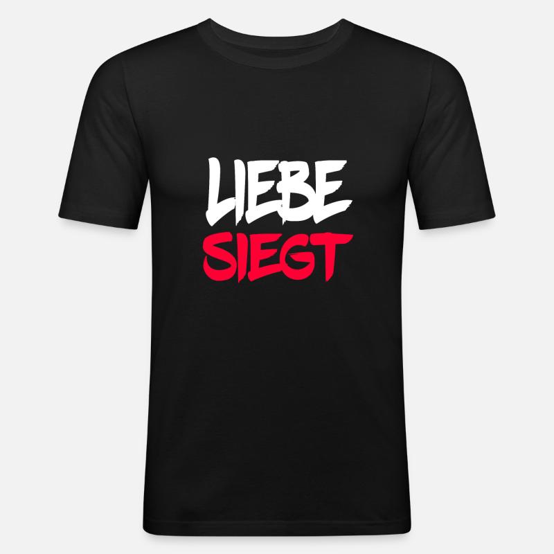 Liebe Siegt - Männer Slim Fit T-Shirt - Schwarz