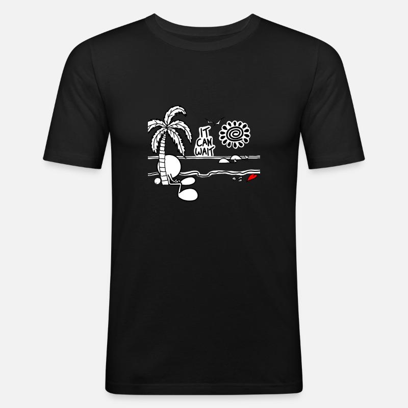 It Can Wait Plain Doodle - Männer Slim Fit T-Shirt - Schwarz