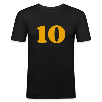 10 - Männer Slim Fit T-Shirt - Schwarz - Vorne - Nik (191cm)