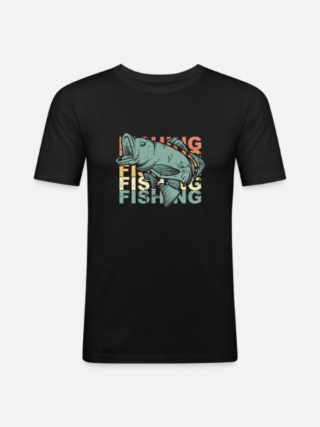 Pêche pêche - T-shirt près du corps Homme - noir