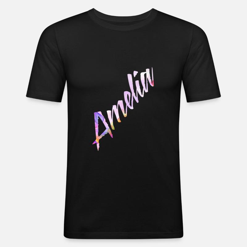 Amelia - Männer Slim Fit T-Shirt - Schwarz