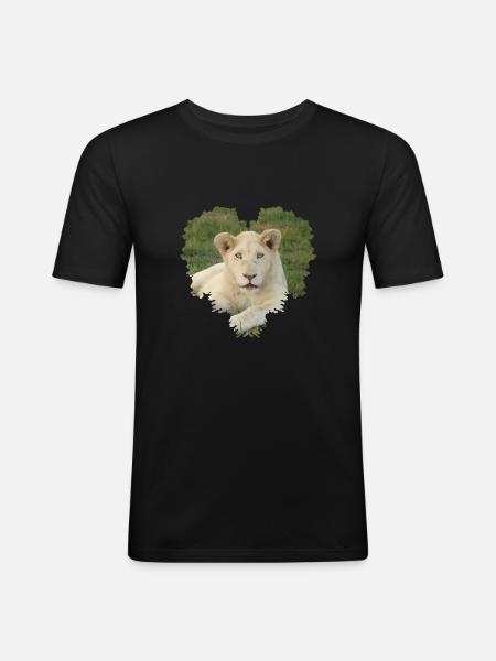 Löwe - Männer Slim Fit T-Shirt - Schwarz