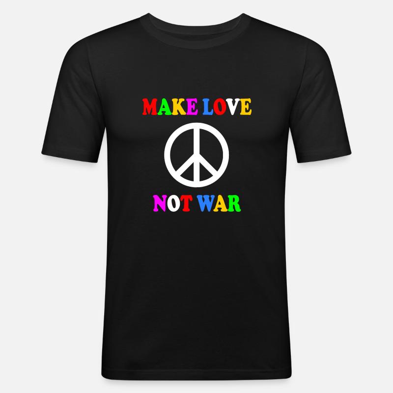Make love not war - Männer Slim Fit T-Shirt - Schwarz