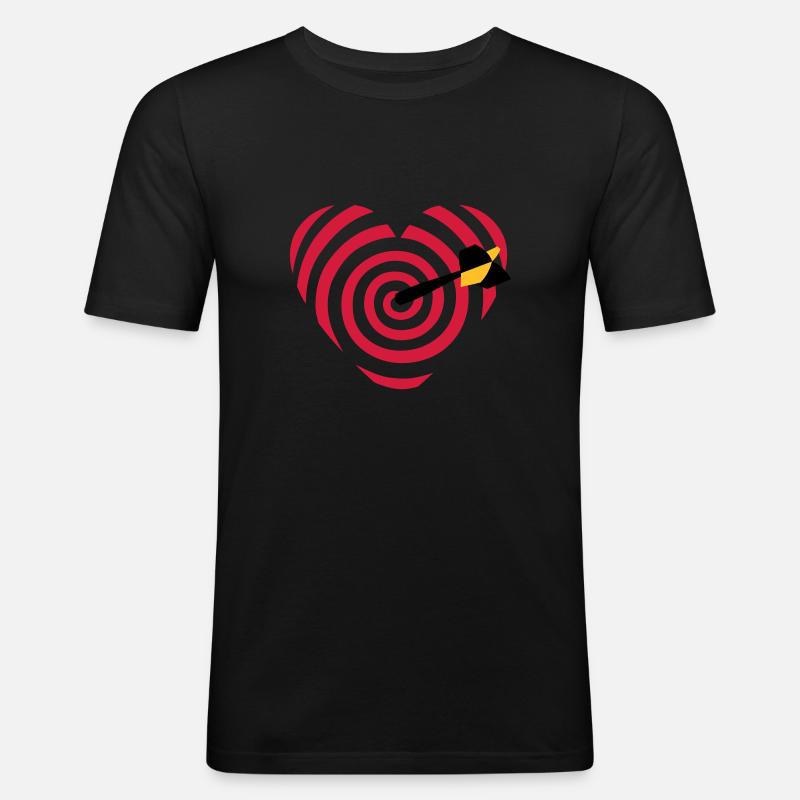 Herzziel Darts - Männer Slim Fit T-Shirt - Schwarz