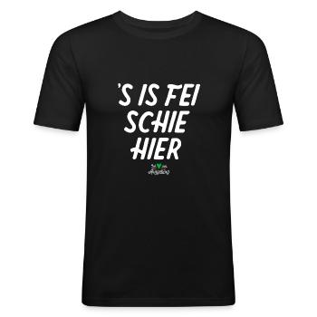´s is fei schie im Arzgebirg - Erzgebirge Spruch - Männer Slim Fit T-Shirt - Schwarz - Vorne - Nik (191cm)