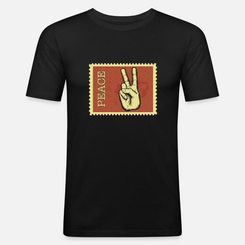 Peace - Männer Slim Fit T-Shirt - Schwarz